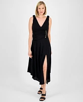 Rachel Roy Women's Estelle Knot-Shoulder Ruched Midi Dress