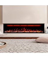 Smart 74" Wall-Mounted Electric Fireplace with Realistic Flame Effects, Dual Heating, and Alexa Compatibility