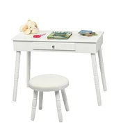 Gouun Kids Vanity Makeup Table & Chair Set Make Up Stool