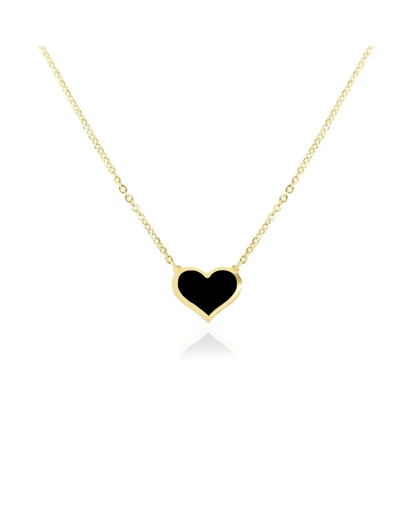 The Lovery Onyx Single Heart Necklace 14K Gold