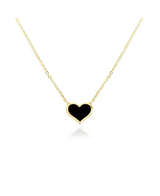 The Lovery Onyx Single Heart Necklace 14K Gold