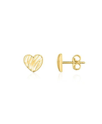 The Lovery Scribble Heart Stud Earrings 14K Yellow Gold