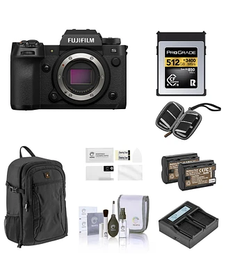 Fujifilm X-H2S Mirrorless Digital Camera Body, Black Bundle with 512GB CFexpress Type-b Memory Card, 2x Battery, Dual Charger, Backpack, Screen Protec