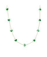 The Lovery Malachite Heart Station Necklace 14K Gold