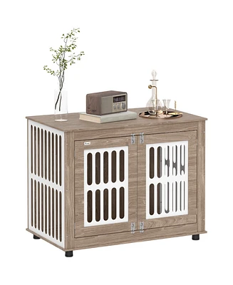 PawHut Dog Crate Furniture, 39" Dog Kennel with 2 Doors,