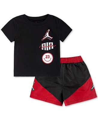 Jordan Baby Boys 2-Pc. Jumpman Stacked Play T-Shirt & Shorts Set