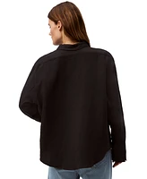Calvin Klein Jeans Women's Double Gauze Roll-Tab-Sleeve Button-Down Shirt