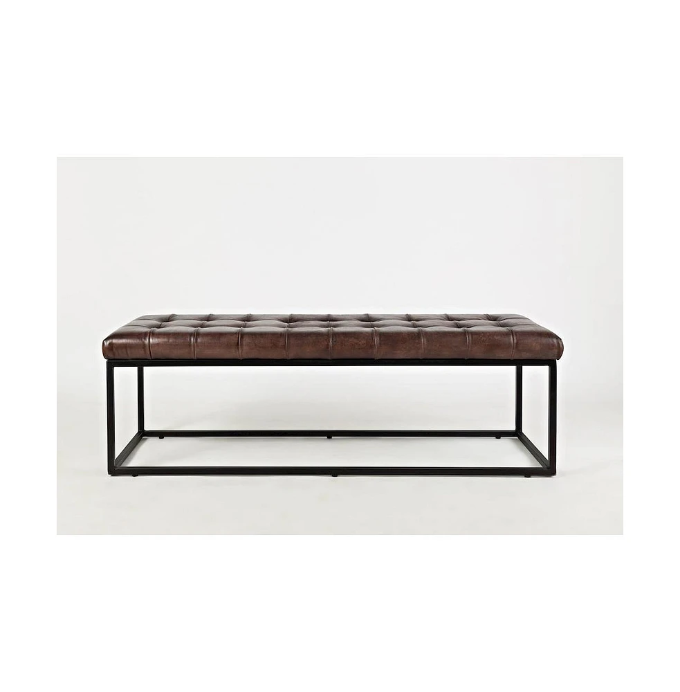 Global Archive 55" Genuine Distressed Leather Ottoman Bench