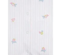 Little Me Baby Girls 2-Pc. Embroidered Floral Stripe Romper & Headband Set