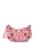 Pre-Owned Balenciaga Mini Le Cagole Giant Studs Chain Shoulder Bag Embossed Leather with Crystals