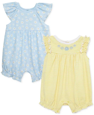 Little Me Baby Girls Daisies Rompers, Pack of 2