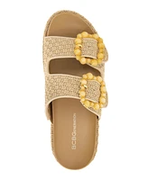 BCBGeneration Women's Bexxi Double Buckle Raffia Footbed Sandals