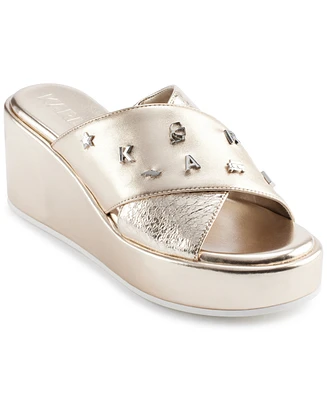 Karl Lagerfeld Paris Women's Caleigh X Band Wedge Sandals