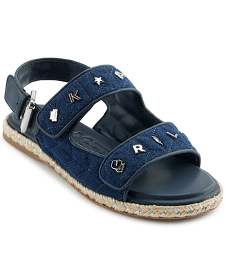 Karl Lagerfeld Paris Women's Charlay Studs Ankle-Strap Espadrille Flat Sandals