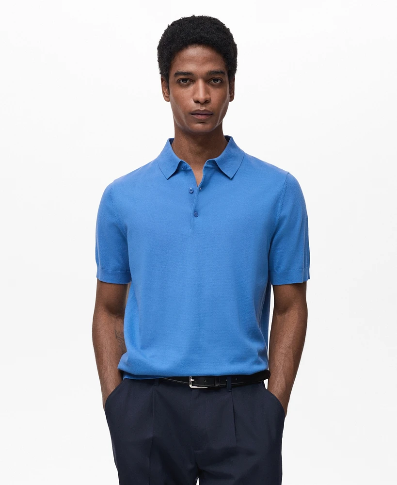 Mango Men's Cotton Fine Knit Polo Shirt