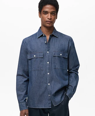 Mango Men's Cotton Chambray Shirt