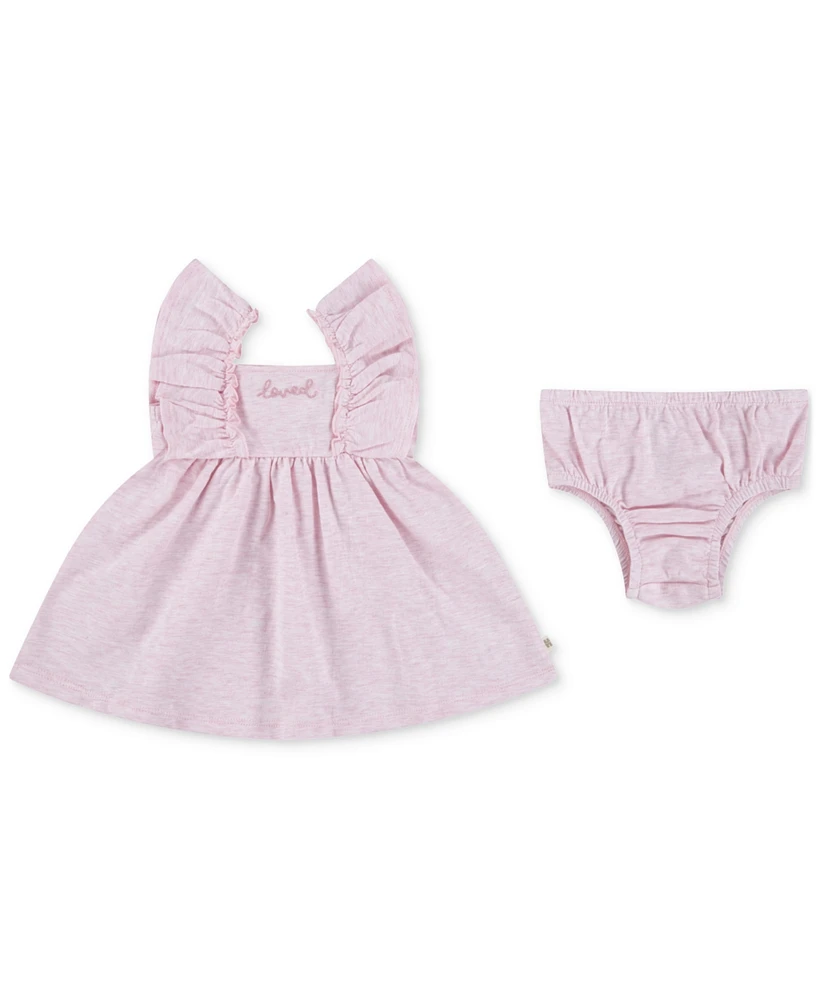 Huggies Baby Girls Ruffled-Sleeve Jersey Dress & Bloomer Set