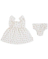 Huggies Baby Girls Ruffled-Sleeve Jersey Dress & Bloomer Set