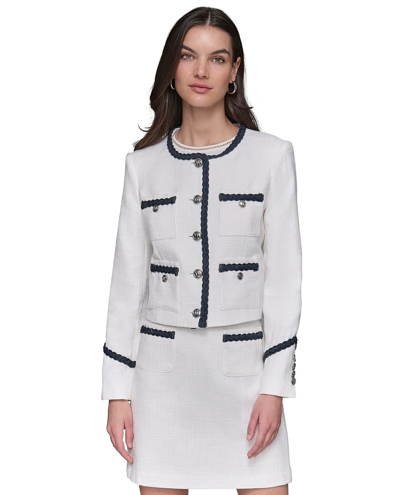 Karl Lagerfeld Paris Women's Tweed Button-Front Jacket