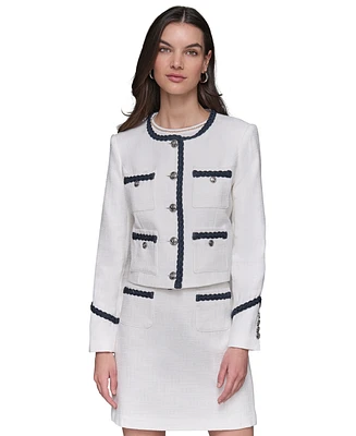 Karl Lagerfeld Paris Women's Tweed Button-Front Jacket