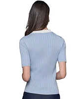 Karl Lagerfeld Paris Women's Ribbed Contrast-Trim Sweater