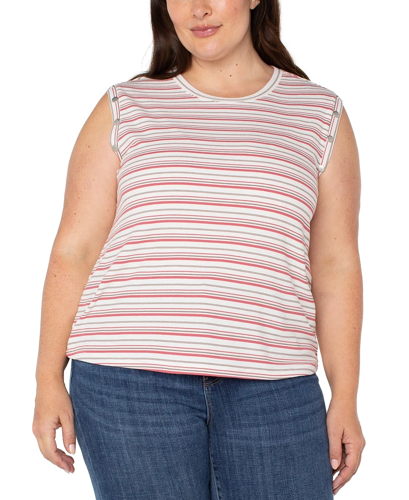 Liverpool Plus Crewneck Striped Sleeveless Top