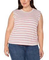 Liverpool Plus Crewneck Striped Sleeveless Top