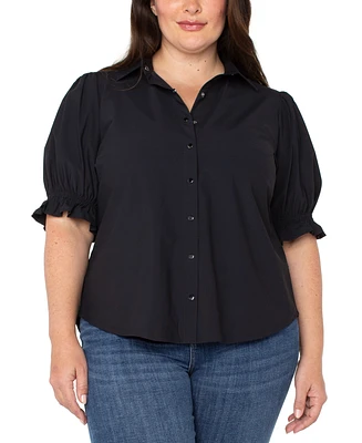 Liverpool Plus Puff Sleeve Snap Front Shirt