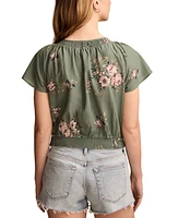 Lucky Brand Women's Flutter-Sleeve Tie-Front Top