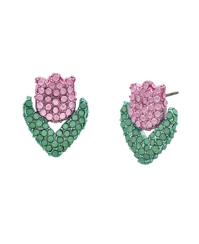 Betsey Johnson Faux Stone Spring Tulip Stud Earrings