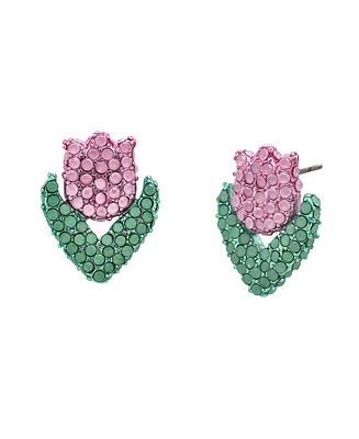 Betsey Johnson Faux Stone Spring Tulip Stud Earrings