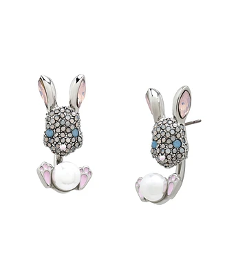 Betsey Johnson Faux Stone Spring Bunny Barbell Jacket Earring