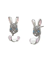 Betsey Johnson Faux Stone Spring Bunny Barbell Jacket Earring