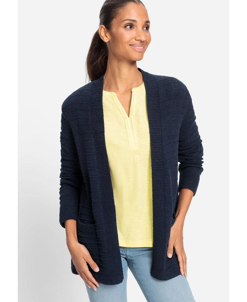 Olsen Women's Rib Knit Open Front Cardigan