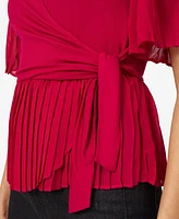 Cable & Gauge Women's Pleated Stretch Wrap Top