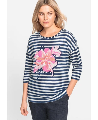 Olsen Women's Stripe and Placement Print T-Shirt