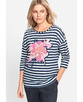 Olsen Women's Stripe and Placement Print T-Shirt
