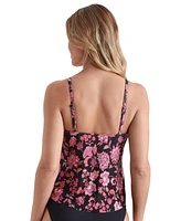 ShapeSolver by Mimi Flamingo Women's Fantasy Tapestry V Neck 5-Tiered Tankini Swimsuit Top