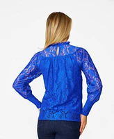 Cable & Gauge Women's Floral Lace Crew Neck Top
