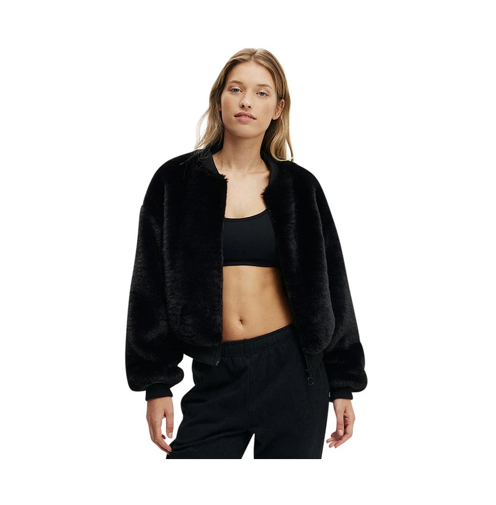 Cotton On Women's Ariel Faux Fur Bomber Jacket