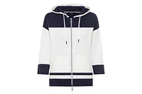 Olsen Women's Knit Zip Front Striped Hoodie