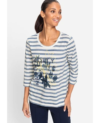 Olsen Women's Stripe and Placement Print T-Shirt