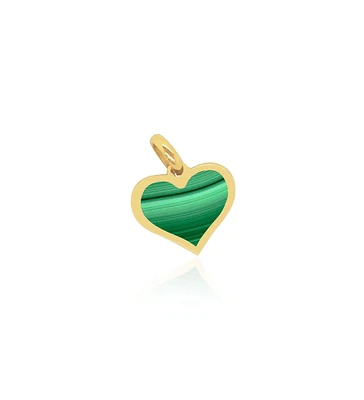 The Lovery Malachite Heart Charm 14K Gold 14 millimeters