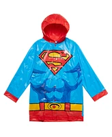 Justice League Boys Dc Comics Superman Batman Waterproof Rain Jacket Cape and Umbrella 3 Piece Set to