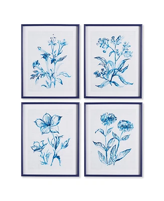 Indigo Watercolor Botanical Prints Set Of 4