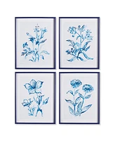 Indigo Watercolor Botanical Prints Set Of 4