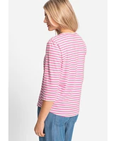 Olsen Women's Striped V-Neck T-Shirt