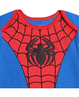 Marvel Avengers Spider-Man Bodysuit Pullover T-Shirt and Pants 4 Piece Layette Set