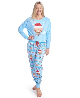 Avengers Girls Marvel Gingerbread Christmas Adult Fleece Pajama Shirt and Lounge Pants Sleep Set