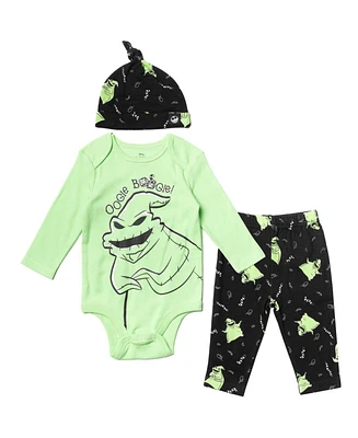 Nightmare Before Christmas Baby Boys Bodysuit Pants and Hat 3 Piece Outfit Set